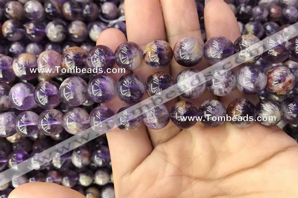 CPC613 15.5 inches 12mm round purple phantom quartz beads