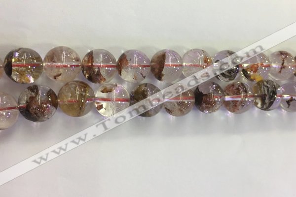 CPC655 15.5 inches 14mm round yellow phantom quartz beads