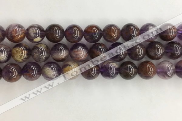 CPC663 15.5 inches 12mm round purple phantom quartz beads