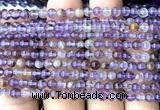 CPC715 15 inches 4mm round natural purple phantom quartz beads