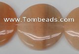 CPE30 15.5 inches 30mm flat round peach stone beads wholesale