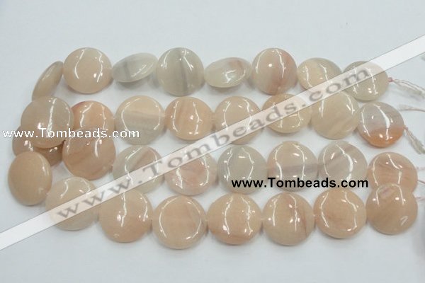 CPI10 15.5 inches 25mm flat round pink aventurine jade beads wholesale