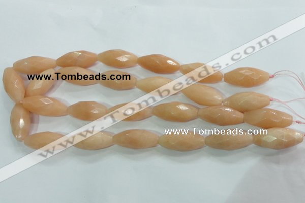 CPI100 15.5 inches 13*30mm faceted rice pink aventurine jade beads