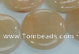 CPI103 15.5 inches 30mm flat round pink aventurine jade beads