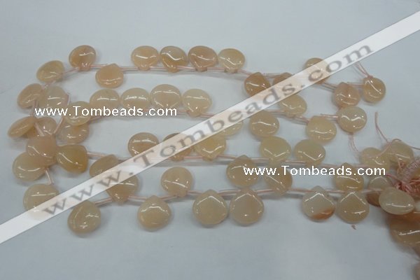 CPI20 Top-drilled 15*15mm flat teardrop pink aventurine jade beads