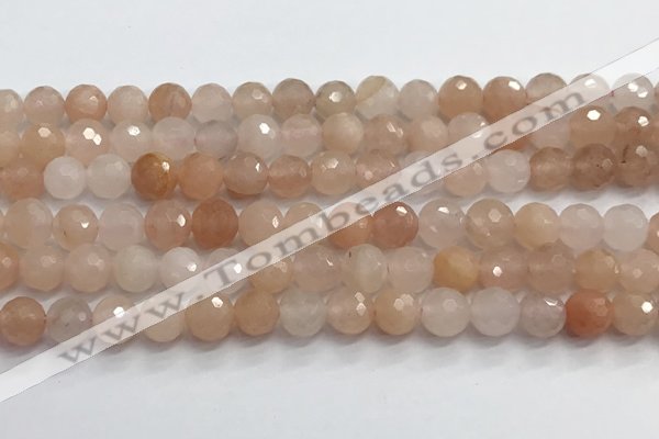 CPI216 15.5 inches 6mm faceted round pink aventurine jade beads wholesale