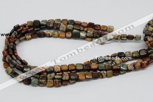 CPJ05 15.5 inches 10*10mm square picasso jasper beads wholesale