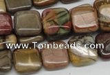 CPJ06 15.5 inches 14*14mm square picasso jasper beads wholesale