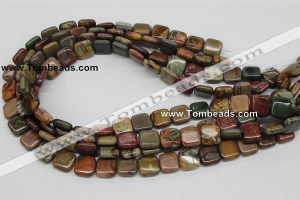 CPJ06 15.5 inches 14*14mm square picasso jasper beads wholesale