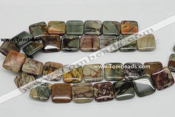 CPJ07 15.5 inches 25*25mm square picasso jasper beads wholesale