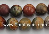 CPJ105 15.5 inches 14mm round picasso jasper gemstone beads wholesale