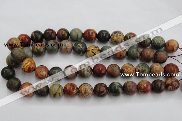 CPJ106 15.5 inches 16mm round picasso jasper gemstone beads wholesale