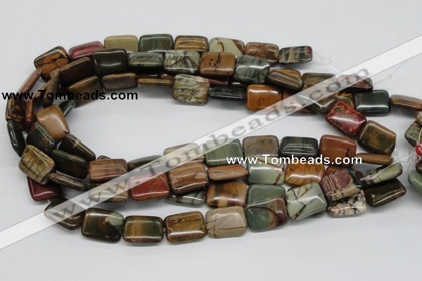 CPJ11 15.5 inches 15*20mm rectangle picasso jasper beads wholesale