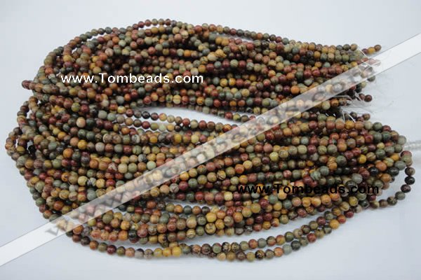 CPJ151 15.5 inches 4mm round picasso jasper gemstone beads