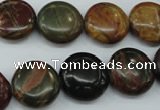 CPJ163 15.5 inches 16mm flat round picasso jasper gemstone beads