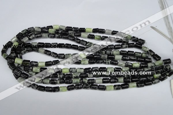 CPJ210 15.5 inches 6*9mm column green picasso jasper beads