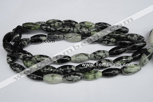 CPJ211 15.5 inches 12*24mm rice green picasso jasper beads