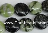 CPJ214 15.5 inches 16mm flat round green picasso jasper beads