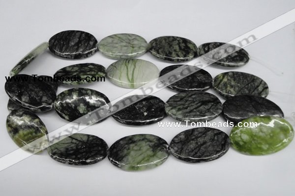 CPJ221 15.5 inches 25*40mm oval green picasso jasper beads