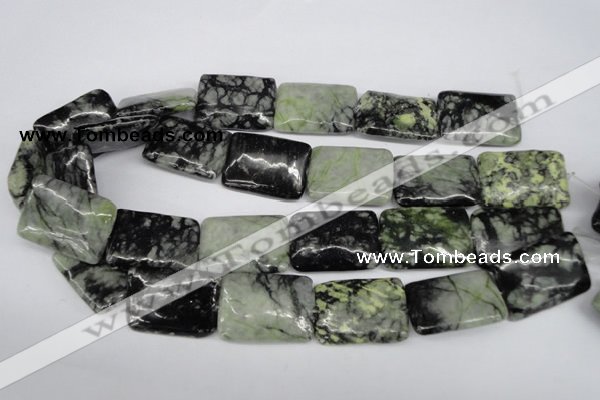 CPJ235 15.5 inches 25*30mm rectangle green picasso jasper beads