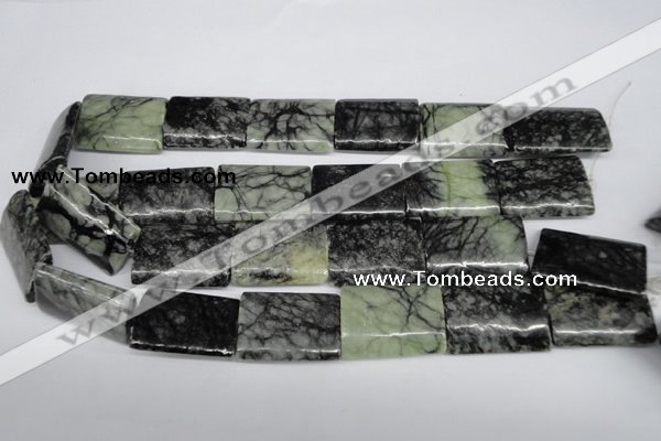 CPJ239 15.5 inches 22*30mm flat tube green picasso jasper beads