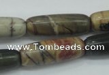 CPJ25 15.5 inches 10*30mm cylinder picasso jasper beads wholesale