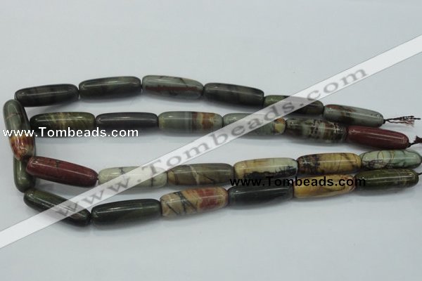 CPJ25 15.5 inches 10*30mm cylinder picasso jasper beads wholesale