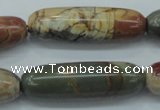 CPJ26 15.5 inches 13*40mm cylinder picasso jasper beads wholesale