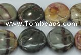 CPJ27 15.5 inches 20mm flat round picasso jasper beads wholesale