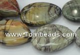 CPJ30 15.5 inches 22*30mm flat teardrop picasso jasper beads wholesale