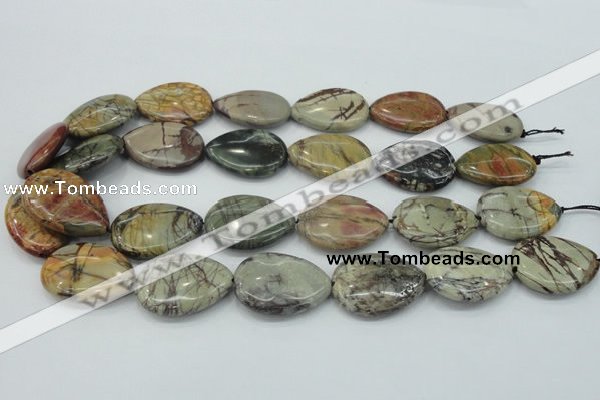 CPJ30 15.5 inches 22*30mm flat teardrop picasso jasper beads wholesale