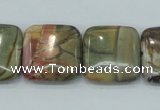 CPJ32 15.5 inches 20*20mm square picasso jasper beads wholesale