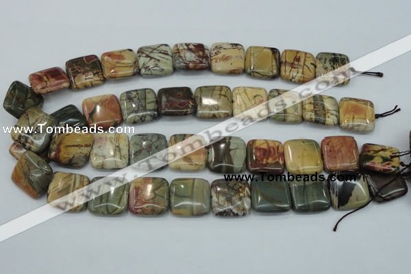 CPJ32 15.5 inches 20*20mm square picasso jasper beads wholesale