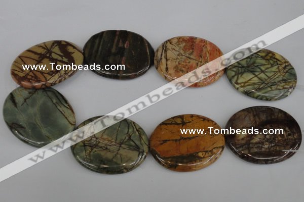 CPJ359 15.5 inches 40*50mm oval picasso jasper gemstone beads
