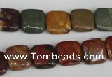 CPJ361 15.5 inches 12*12mm square picasso jasper gemstone beads