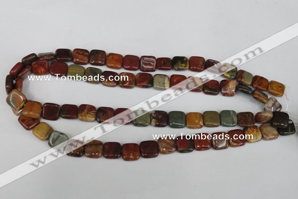 CPJ361 15.5 inches 12*12mm square picasso jasper gemstone beads