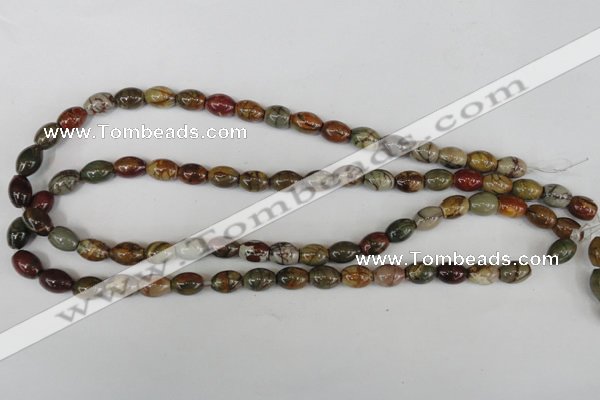 CPJ365 15.5 inches 8*10mm rice picasso jasper gemstone beads