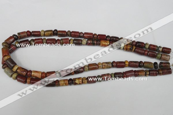 CPJ367 15.5 inches 5*8mm rondelle & 8*10mm tube picasso jasper beads