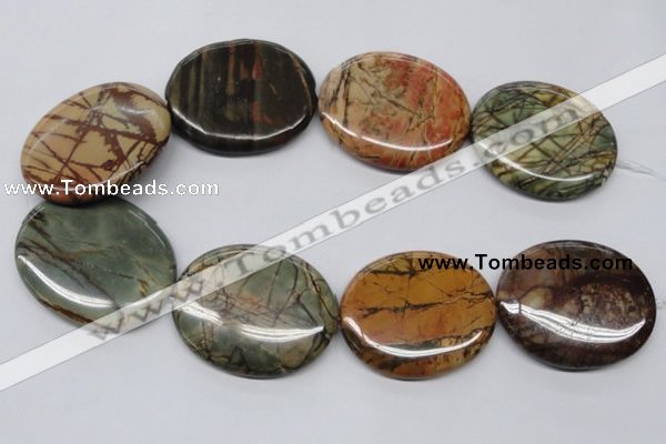 CPJ37 15.5 inches 40*50mm oval picasso jasper beads wholesale