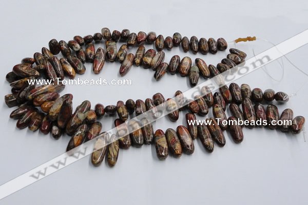 CPJ376 15.5 inches 8*14mm - 8*22mm picasso jasper & pyrite chips beads