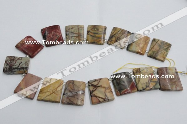 CPJ377 Top drilled 22*26mm trapezoid picasso jasper beads