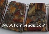 CPJ378 Top drilled 22*26mm trapezoid picasso jasper & pyrite beads