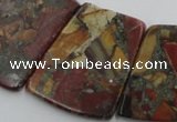 CPJ380 18*25mm - 26*32mm trapezoid picasso jasper & pyrite beads