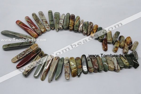 CPJ40 15.5 inches multi size wand picasso jasper beads wholesale