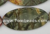 CPJ415 15 inches 25*50mm faceted oval picasso jasper gemstone beads