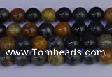 CPJ470 15.5 inches 4mm round black picasso jasper beads wholesale