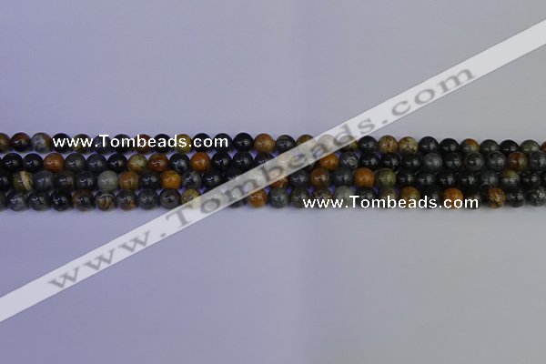 CPJ470 15.5 inches 4mm round black picasso jasper beads wholesale