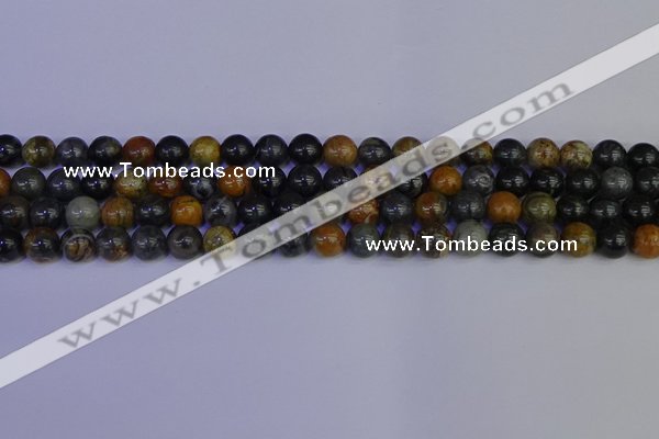 CPJ472 15.5 inches 8mm round black picasso jasper beads wholesale