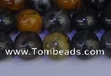 CPJ474 15.5 inches 12mm round black picasso jasper beads wholesale