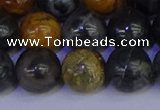 CPJ475 15.5 inches 14mm round black picasso jasper beads wholesale